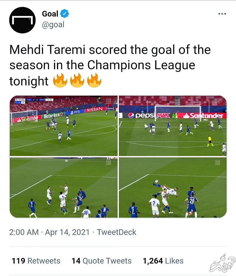 واکنش صفحات معروف دنیا به سوپر گل طارمی/عکس